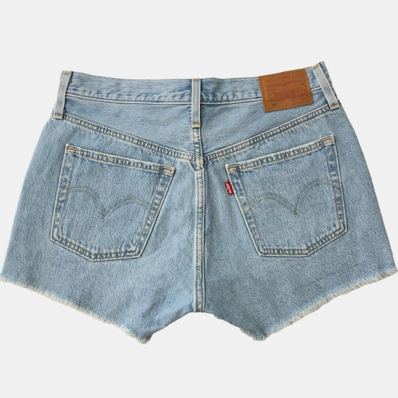 Levi's 501 High Rise Denim Shorts Womens 28 Button Fly Distressed Frayed Premium - Picture 4 of 10